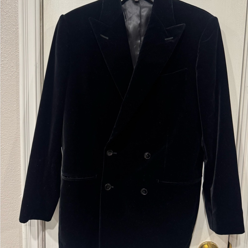 BLK DNM Velvet Double-Breasted Blazer